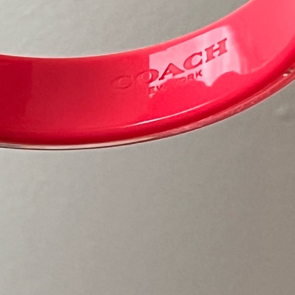 New Coach pink Bangle with silver colored inclusions and rhinestones acrylic NWT - Picture 3 of 5